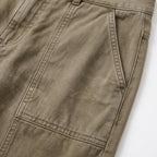 Women's High-Waisted Utility Pants with Tapered Fit & Ruched Ankle Cuff - Khaki Pocket Closeup