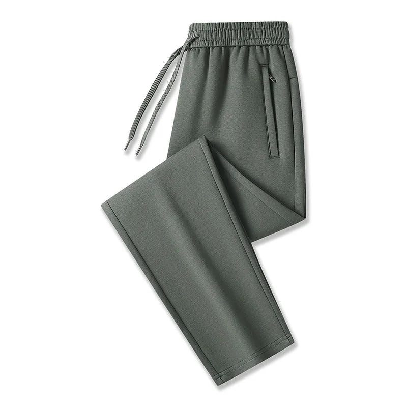 Army green (open hem) Men's Tech Jogger Pants with Zip Pockets & Elastic Cuffs - Open Hem