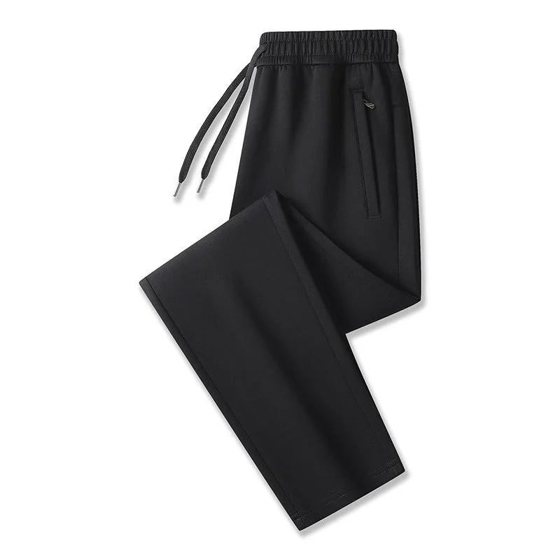 Black, open hem Men's Tech Jogger Pants with Zip Pockets & Elastic Cuffs