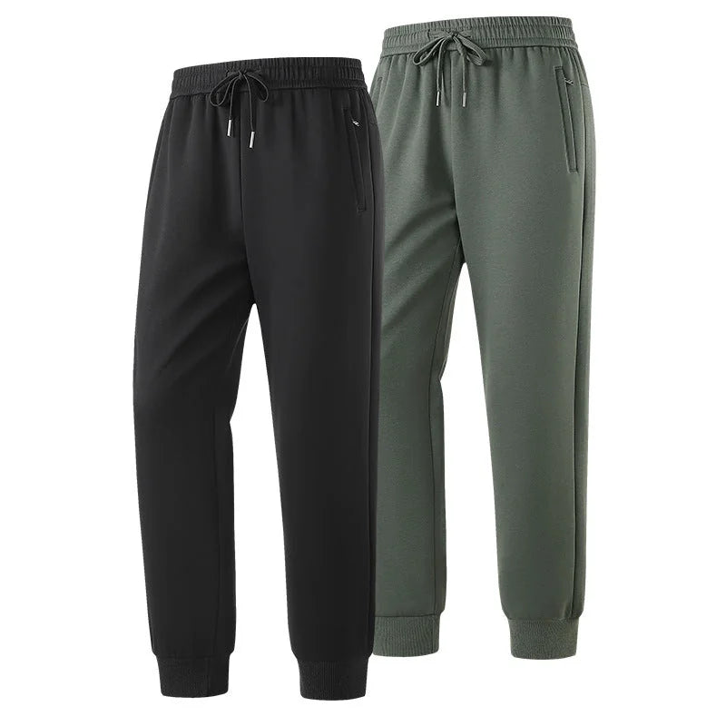 Men's Tech Jogger Pants with Zip Pockets & Elastic Cuffs - Tight Cuff Front Full Pair Green
