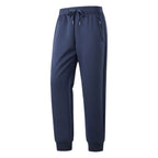 Men's Tech Jogger Pants with Zip Pockets & Elastic Cuffs - Open Front Full Navy