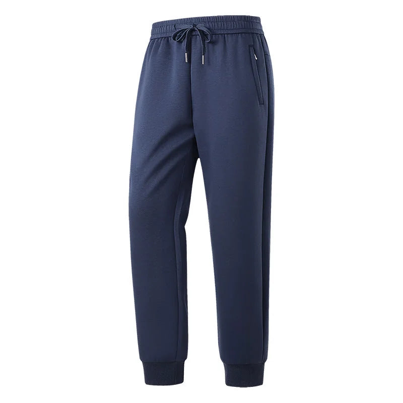 Men's Tech Jogger Pants with Zip Pockets & Elastic Cuffs - Open Front Full Navy