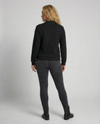 Women's Textured Half Zip Sweatshirt with Ribbed Cuffs & O-Ring Zip Pull - Back Full