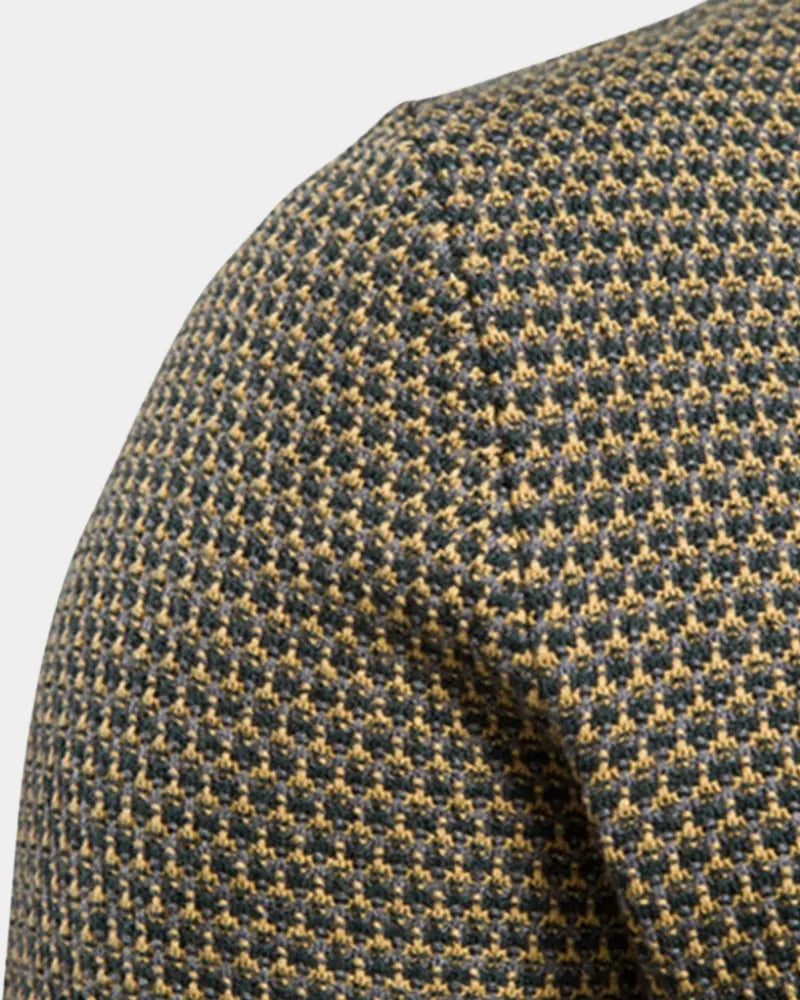 Men's Textured Knit Sweater with Crew Neck & Ribbed Trim - Shoulder Texture