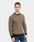 Men's Textured Knit Sweater with Crew Neck & Ribbed Trim - Worn Lifestyle