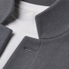 Men's Textured Cardigan with Stand Collar & Patch Pockets - Collar Detail