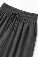 Women's Turtleneck Pants Set with Wide-Leg Fit & Drawstring Waist - Waistband Detail