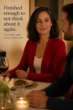 Women's V-Neck Blazer with Single-Button Closure & A-Line Fit - Red Dinner Table Scene