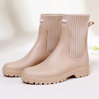 Light Beige 2 Women's Rain Boots — Cassidy Everyday Knit-Cuff Waterproof