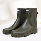 Dark Green Women's Rain Boots — Cassidy Everyday Knit-Cuff Waterproof