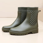 Woven Green geweven Women's Rain Boots — Cassidy Everyday Knit-Cuff Waterproof