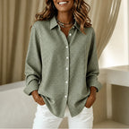 Green Matcha Women's Vintage Plaid Button-Front Shirt with Relaxed Fit