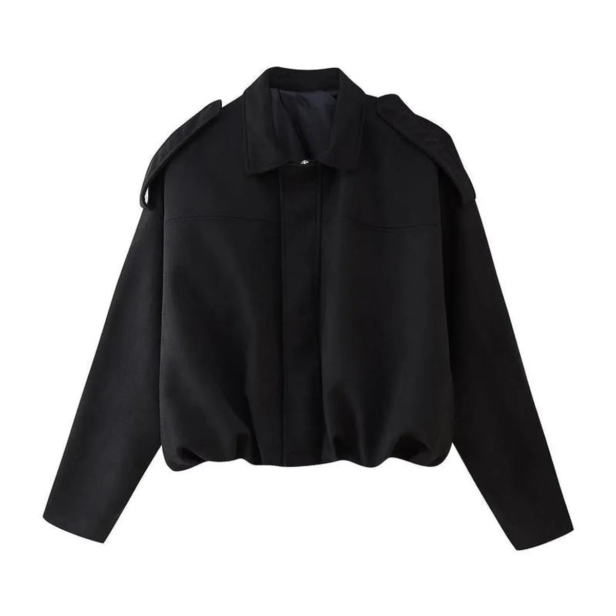Black Women's Vintage Faux Suede Bomber Jacket with Oversized Fit & Zip Front — Lexie
