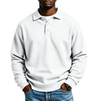 Men's Polo Shirt in Waffle Knit with Button Placket & Ribbed Cuffs