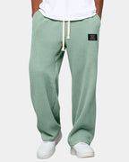 Green Men's Waffle Knit Sweatpants with Relaxed Wide-Leg Fit & Drawstring Waist — Lucas
