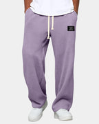 Purple Men's Waffle Knit Sweatpants with Relaxed Wide-Leg Fit & Drawstring Waist — Lucas