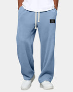 Sky Blue Men's Waffle Knit Sweatpants with Relaxed Wide-Leg Fit & Drawstring Waist — Lucas