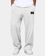 White Men's Waffle Knit Sweatpants with Relaxed Wide-Leg Fit & Drawstring Waist — Lucas