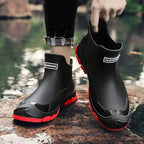 Multi Color Women's Waterproof Ankle Rain Boots — Solange Everyday Slip-On - Worn Lifestyle Detail