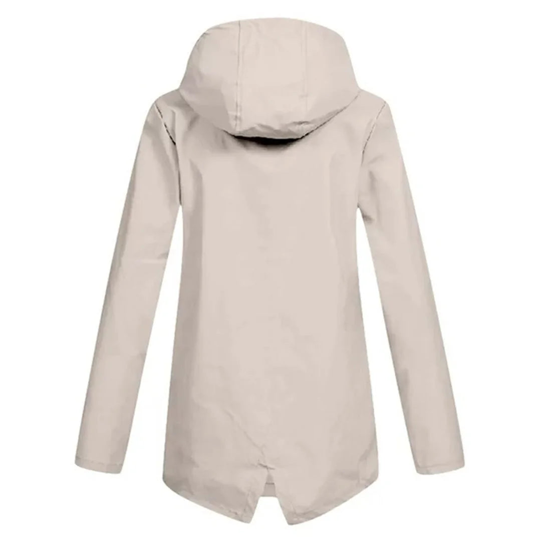 Women's Waterproof Jacket with Hood & Lightweight Comfort - Back Full
