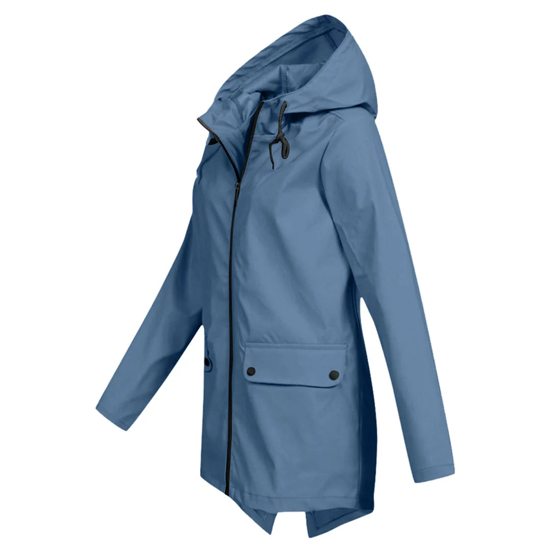 Women's Waterproof Jacket with Hood & Lightweight Comfort - Side Pose
