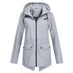 Grey Women's Waterproof Jacket with Hood & Lightweight Comfort