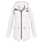 White Women's Waterproof Jacket with Hood & Lightweight Comfort
