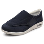 Blue Wide Fit Mesh Walking Shoes — Stella Adjustable Orthopedic Comfort - Angle Studio
