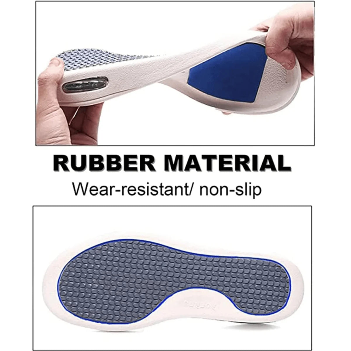 Blue Wide Fit Mesh Walking Shoes — Stella Adjustable Orthopedic Comfort - Sole Material Closeup