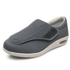 Gray Wide Fit Mesh Walking Shoes — Stella Adjustable Orthopedic Comfort - Side Quarter Studio