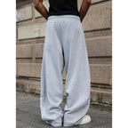 Men's Wide Leg Fleece Joggers with Drawstring Waist & Side Pockets - Back Full