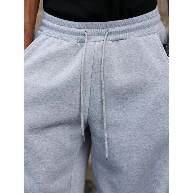 Men's Wide Leg Fleece Joggers with Drawstring Waist & Side Pockets - Close Up Drawstring Detail
