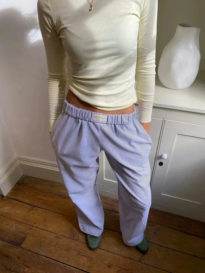 Purple Women's Cotton Lounge Pants with Elastic Waist & Wide-Leg Fit