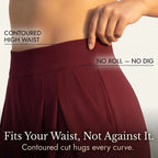 Women's Wide-Leg Pleated Palazzo Pants with High-Waisted Pockets - Close Up Waistband Detail