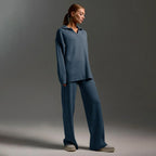 Women's Co-Ord Set with Relaxed Oversized Fit & Wide-Leg Pants - Side Pose Looking Down