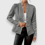 Women's Cable Knit Mock Neck Sweater with Button-Front Detail — Yasmin