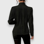 Women's Cable Knit Mock Neck Sweater with Button-Front Detail — Yasmin