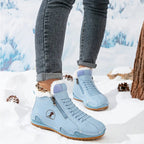 Women's Faux Fur Lined Winter Ankle Boots with Zip-Up Closure — Grace