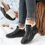 Women's Faux Fur Lined Winter Ankle Boots with Zip-Up Closure — Grace