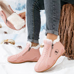 Women's Faux Fur Lined Winter Ankle Boots with Zip-Up Closure — Grace