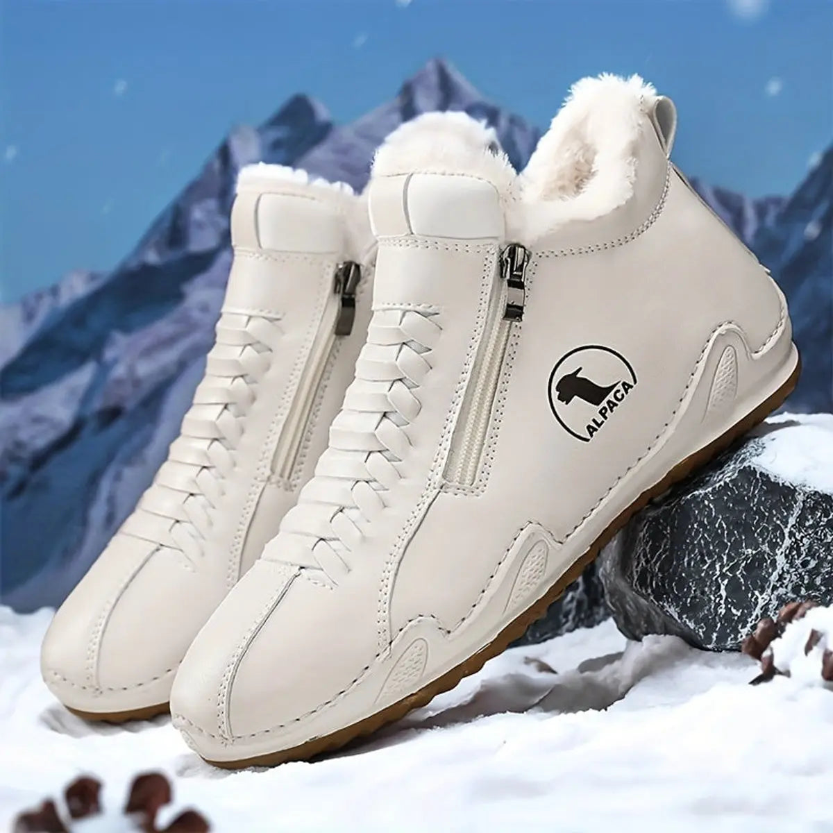 Women's Faux Fur Lined Winter Ankle Boots with Zip-Up Closure — Grace