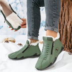 Women's Faux Fur Lined Winter Ankle Boots with Zip-Up Closure — Grace