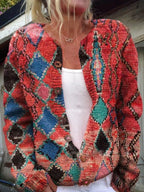 Women's Floral Embroidered Knit Cardigan with Button-Front Closure — Pia