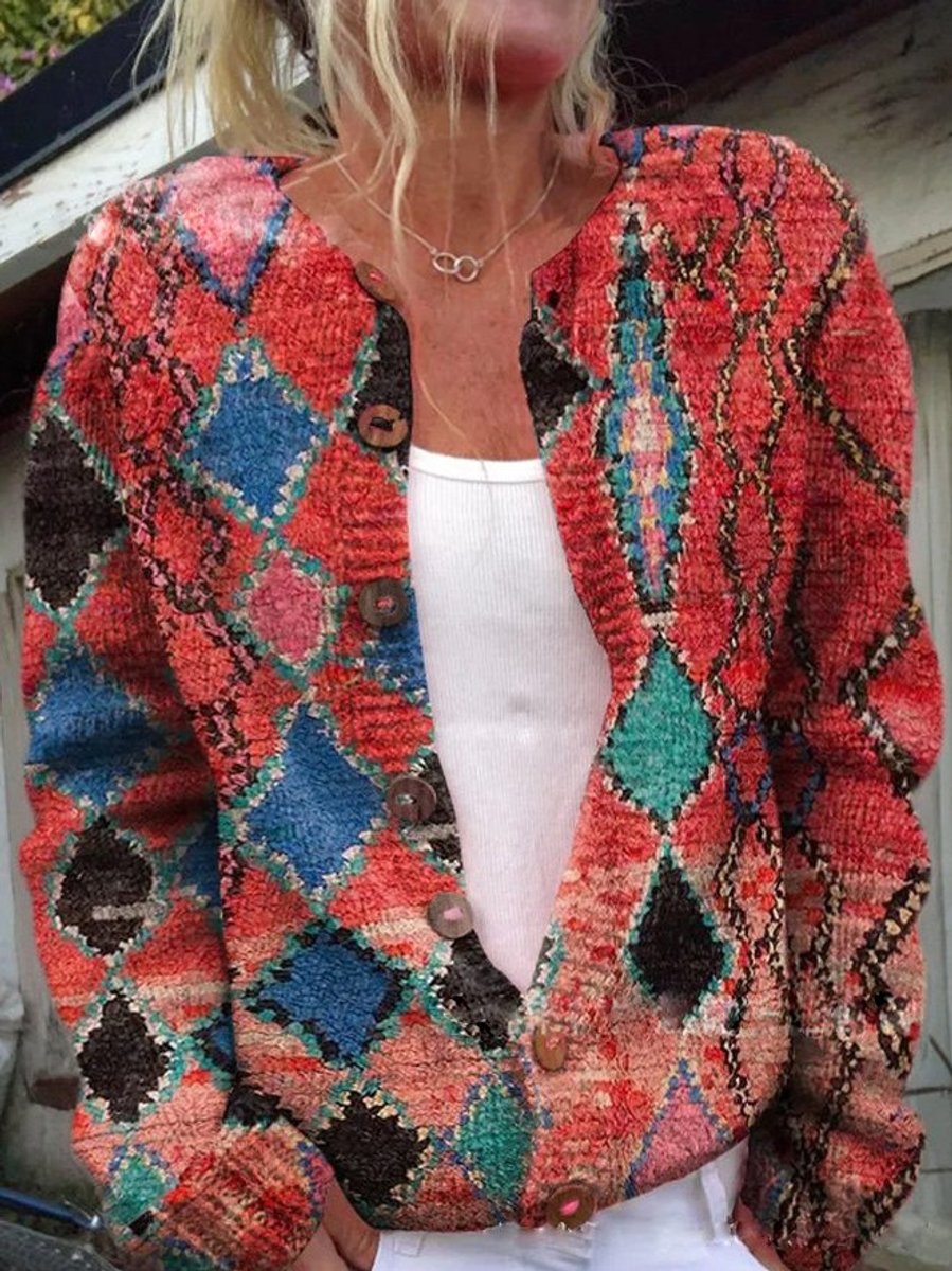 Women's Floral Embroidered Knit Cardigan with Button-Front Closure — Pia