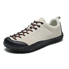 Beige Women's Hiking Sneakers with Anti-Slip Sole & Lace-Up Design - Front Quarter View