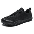Black Women's Hiking Sneakers with Anti-Slip Sole & Lace-Up Design - Three Quarter View