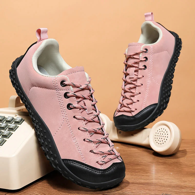 Women's Hiking Sneakers with Anti-Slip Sole & Lace-Up Design - Pair Display Tilted