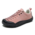 Pink Women's Hiking Sneakers with Anti-Slip Sole & Lace-Up Design - Side Quarter View