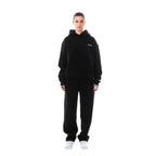Black Women's Fleece Tracksuit with Hooded Sweatshirt & Jogger Pants — Iris