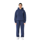 Blue Women's Fleece Tracksuit with Hooded Sweatshirt & Jogger Pants — Iris